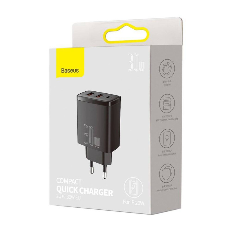 شارژر دیواری باسئوس مدل CCXJ 30W - مشکی