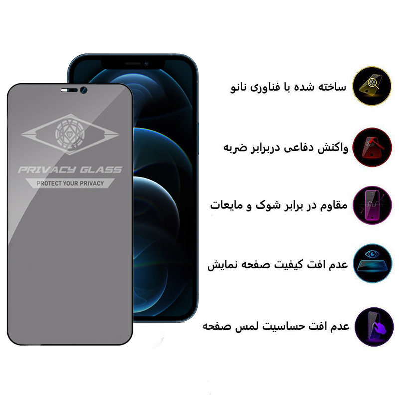 محافظ صفحه نمایش حریم شخصی اپیکوی مدل PvSight مناسب برای گوشی موبایل اپل iPhone 12 Pro Max