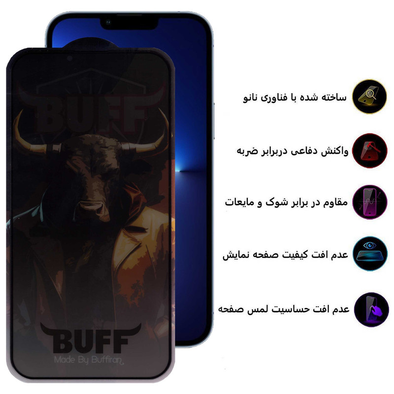 محافظ صفحه نمایش حریم شخصی بوف مدل Privacy Pro Plus مناسب برای گوشی موبایل اپل iPhone 13 Pro Max / 14 Plus